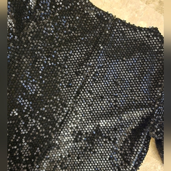 Ann Taylor Petite Sz S Black Sequin Shirt Holiday - Picture 4 of 5